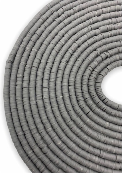 4mm Gri / Antrasit Renk Polimer Kil Fimo Boncuk DIZISI,40CM Hamur Boncuk Fimo Dizi