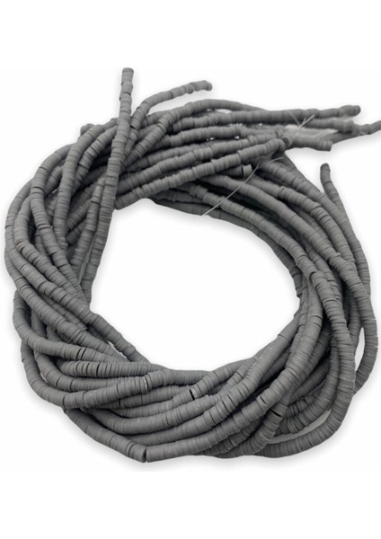 4mm Gri / Antrasit Renk Polimer Kil Fimo Boncuk DIZISI,40CM Hamur Boncuk Fimo Dizi modelleri
