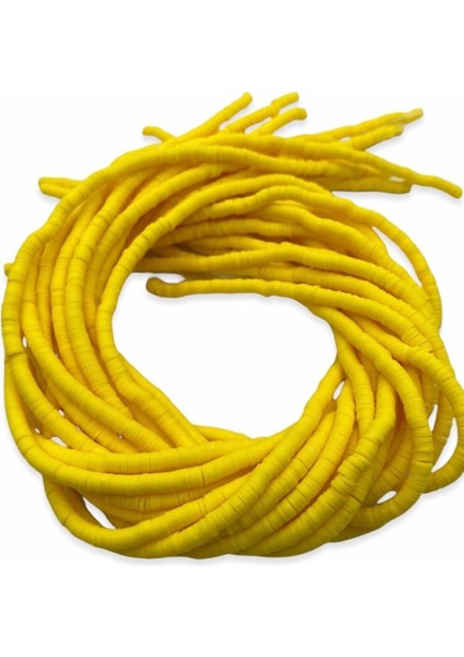 4mm Sarı Renk Polimer Kil Fimo Boncuk DIZISI,40CM Hamur Boncuk Fimo Dizi modelleri