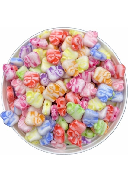 Pastel Fil Figür,fil Şekilli Karışık Pastel Renk Boncuk,takı Yapımı (25GR, ~70ADET)