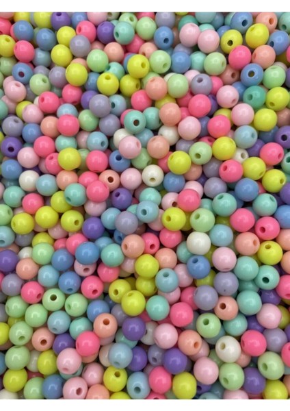 25GR 8mm Pastel Karışık Renkli Yuvarlak Plastik Boncuk , Takı Yapım Boncuğu (25GR,~95ADET) fiyatları