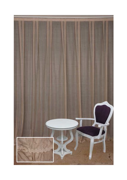 SIK NOKTALI MODEL VİZON RENK TEK KANAT Hazır Pileli Fon Perde 300*260