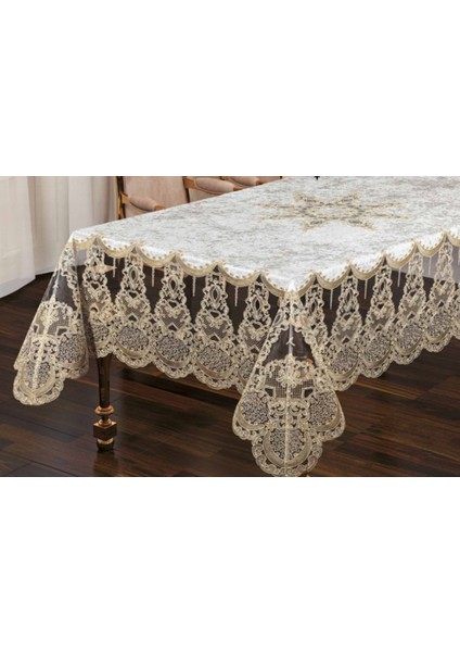 Zelal Kadife Kumaş Fransız Güpürlü Lüks Masa Örtüsü fiyatları