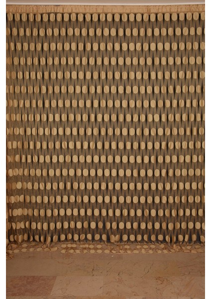 Büyük Puanlı Model Gold Renk İp Perde Hazır İp Perde 300 x 270 cm.