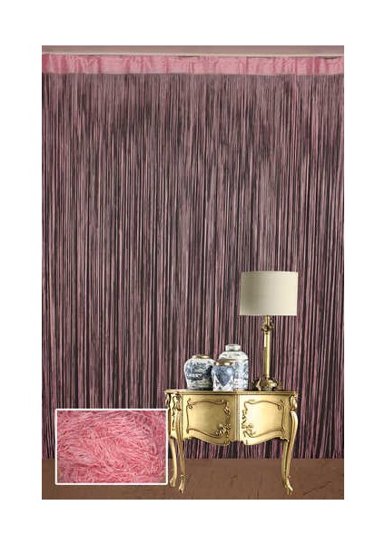 Düz İp Model Pembe Renk Hazır İp Perde 300 x 280 cm.