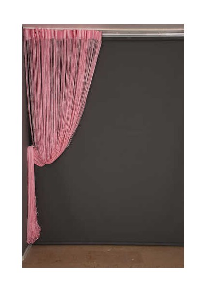 Düz İp Model Pembe Renk Hazır İp Perde 300 x 280 cm.