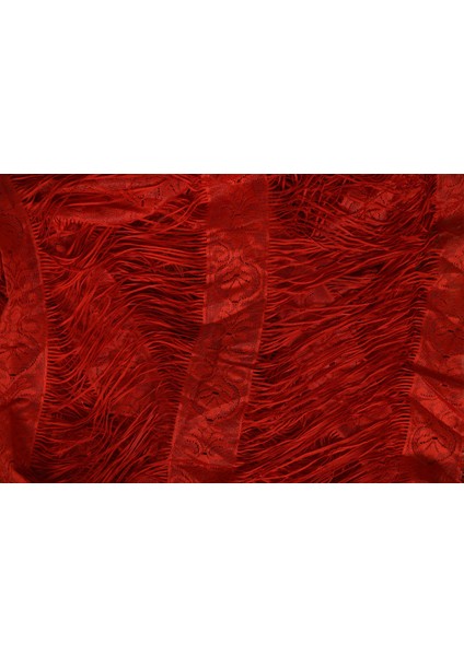 İtalyan Model Kurmızı Renk İp Perde Hazır İp Perde 280 x 310 cm.