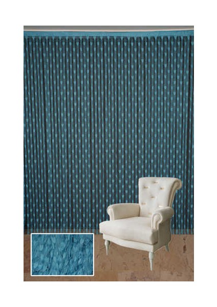 Kalpli Model Turkuaz Renk İp Perde Hazır İp Perde 300 x 280 cm. fiyatları