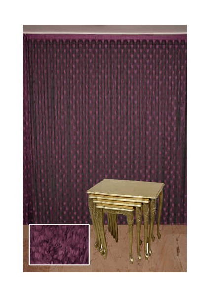 Kalpli Model Mor Renk İp Perde Hazır İp Perde 300 x 270 cm.
