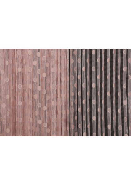 Küçük Puanlı Model Pudra Renk İp Perde Hazır Düğmeleri Dikilmiş İp Perde 300 x 280 cm. fırsatları