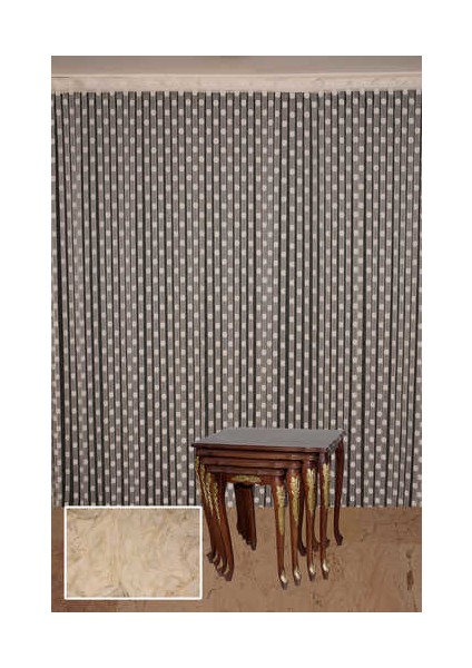 Puanlı Model Krem Renk İp Perde Hazır Düğmeleri Dikilmiş İp Perde 300 x 280 cm.