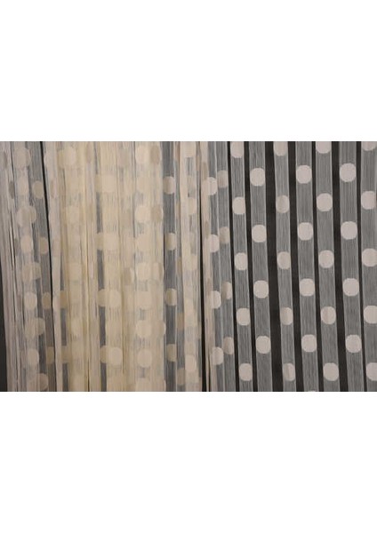 Puanlı Model Krem Renk İp Perde Hazır Düğmeleri Dikilmiş İp Perde 300 x 280 cm.