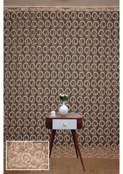 Vakko Model Vizon Renk İp Perde Hazır Düğmeleri Dikilmiş İp Perde 300 x 270 cm.