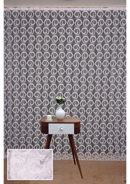 Vakko Model Beyaz Renk İp Perde Hazır Düğmeleri Dikilmiş İp Perde 300 x 270 cm.