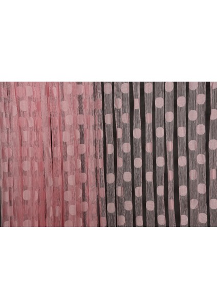 Puanlı Model Pembe Renk İp Perde Hazır Düğmeleri Dikilmiş İp Perde 300 x 270 cm. fırsatları