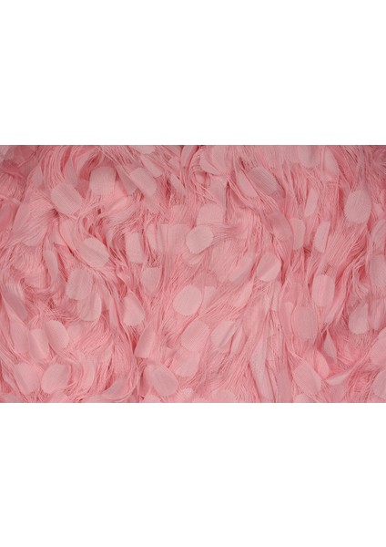 Puanlı Model Pembe Renk İp Perde Hazır Düğmeleri Dikilmiş İp Perde 300 x 270 cm. indirimleri