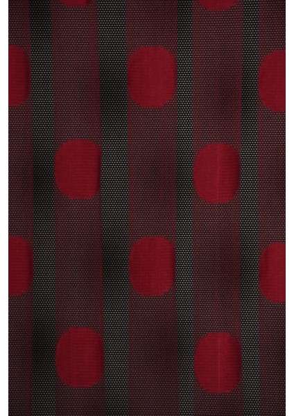 Puanlı Çift Renk Bordo İp Perde Hazır Düğmeleri Dikilmiş İp Perde 300 x 270 cm.
