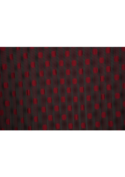 Puanlı Çift Renk Bordo İp Perde Hazır Düğmeleri Dikilmiş İp Perde 300 x 270 cm.