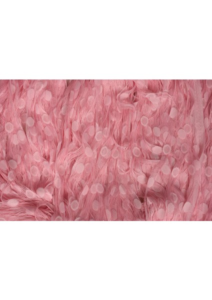 Küçük Puanlı Model Pembe Renk İp Perde Hazır Düğmeleri Dikilmiş İp Perde 300 x 270 cm. indirimleri