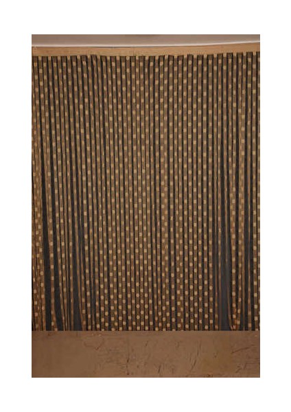 Puanlı Model Gold Renk İp Perde Hazır Düğmeleri Dikilmiş İp Perde 300 x 270 cm.
