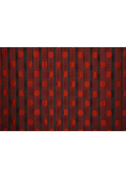 Puanlı Model Kırmızı Renk İp Perde Hazır Düğmeleri Dikilmiş İp Perde 300 x 270 cm.