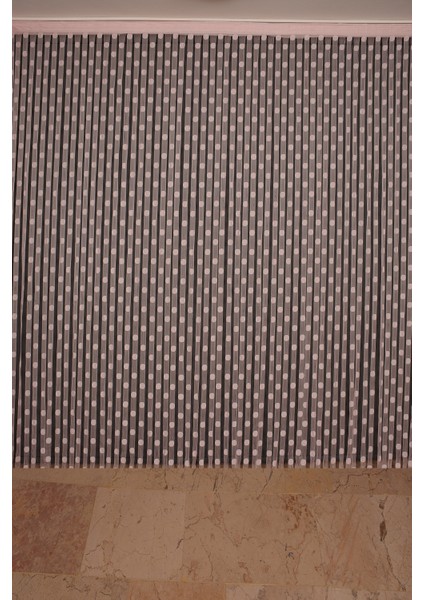 Puanlı Model Pudra Renk İp Perde Hazır Düğmeleri Dikilmiş İp Perde 300 x 280 cm.