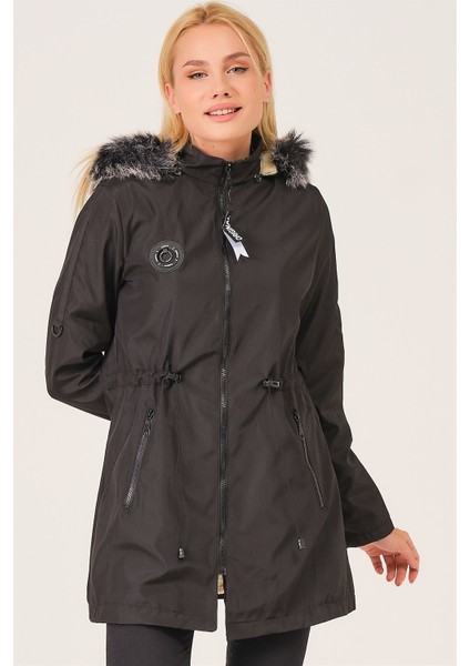 Z6689 Dewberry Içi Kuzulu Kadın Mont-Siyah fiyatları