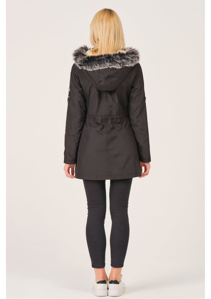 Z6689 Dewberry Içi Kuzulu Kadın Mont-Siyah modelleri