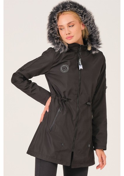 Z6689 Dewberry Içi Kuzulu Kadın Mont-Siyah fırsatları