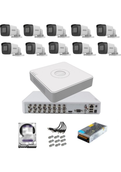 10 Kameralı Güvenlik Kamera Hazır Set 2tb 7/24 Hdd-2tb Kayıt Kapasiteli Sistem