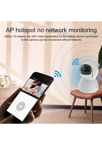 ZAS-5G01 1080P Ev 5G Wifi Çift Bantlı Panoramik Kamera - Ab Fişi (Yurt Dışından)