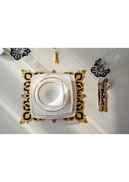Amerikan Servis Runner Masa Örtüsü 19 Parça Işıltılı 32 x 42 cm