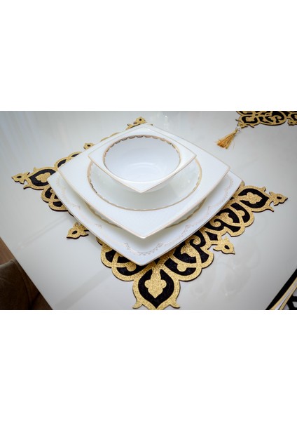 Amerikan Servis Runner Masa Örtüsü 19 Parça Işıltılı 32 x 42 cm