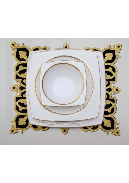 Amerikan Servis Runner Masa Örtüsü 19 Parça Işıltılı 32 x 42 cm