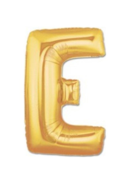 E Harfi Altın Renk Folyo Balon 100 cm