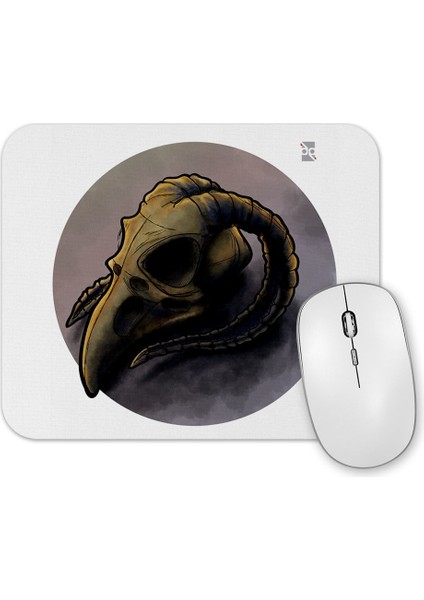 Skull Bird Branca Mouse Pad