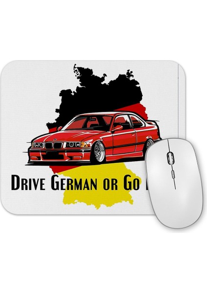 Bmw Drive German Or Go Home Stanced Out E36 Red Mouse Pad