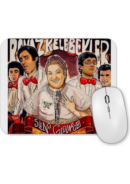 Hababa Sınıfı Beyaz Kelebekler Mouse Pad