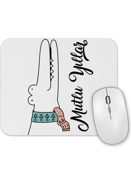 Sevimli Timsah Ile Mutlu Yıllar Mouse Pad