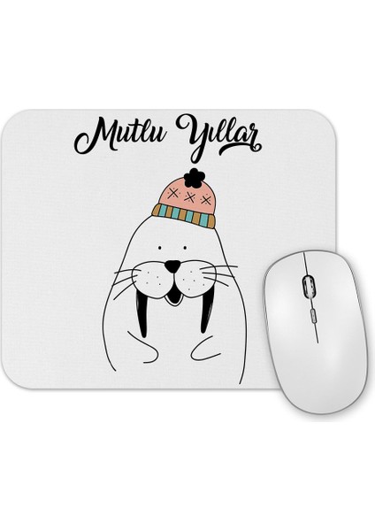 Sevimli Fok Balığı Ile Mutlu Yıllar Mouse Pad