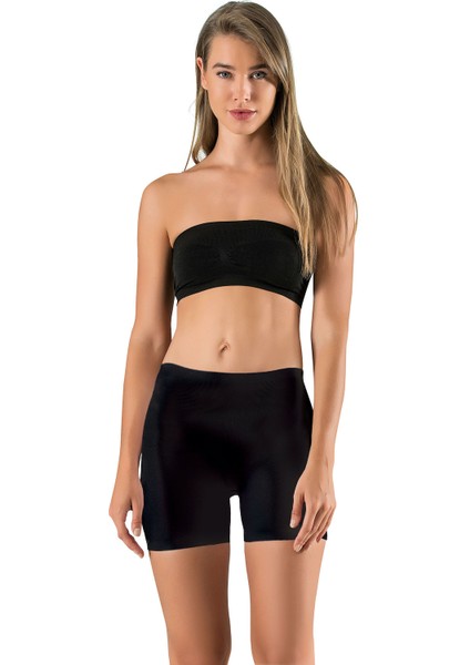 Lazer Kesim Kadın Uzun Şort Siyah Boxer Iz Yapmaz 1 Beden Ince Görünüm Silikonlu modelleri