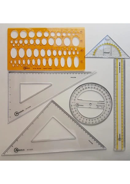 Elips Şablon Teknik Çizim Cetvel Seti 6 Parça