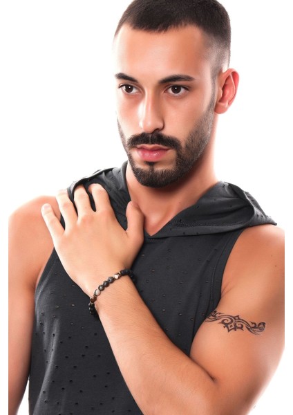 Erkek Mat Oniks & Lav Taşı Doğaltaş Bileklik modelleri