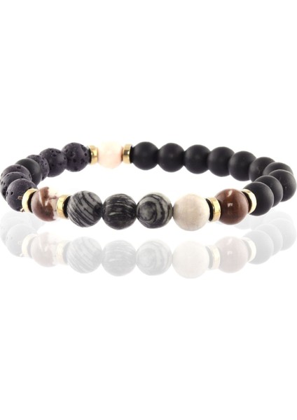 Erkek Mat Oniks & Lav Taşı Doğaltaş Bileklik fırsatları