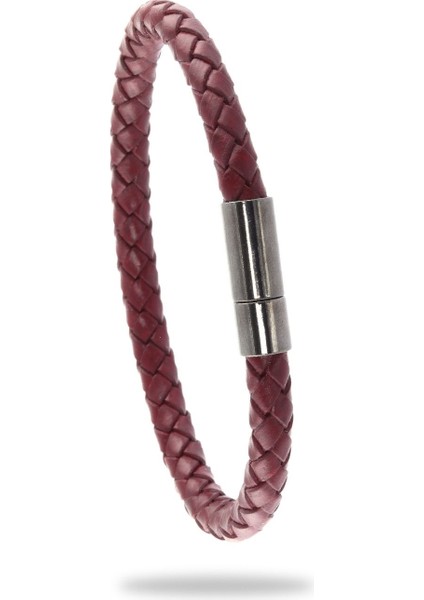 Erkek Örgü Deri Bileklik Bordo Renk fırsatları
