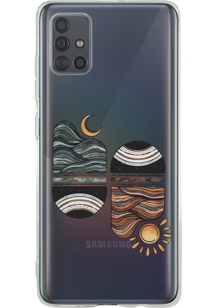 Samsung A71 Sunset Wave Şeffaf Telefon Kılıfı
