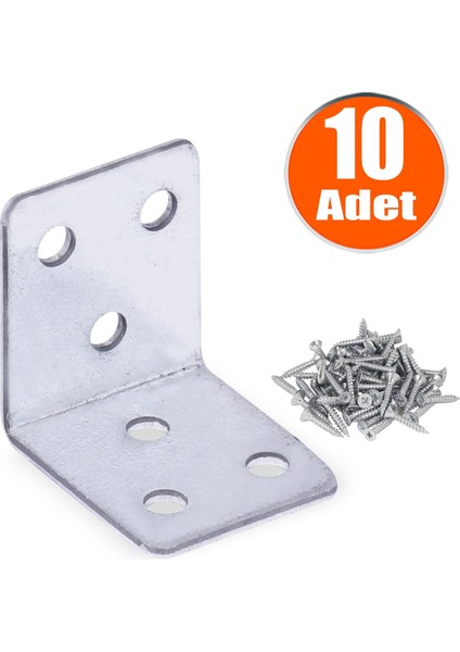 Mobilya Eşya Dolap Deprem Sabitleyici Köşebent Bağlantı Aparatı L Demiri Gönye 35x35x30 Mm 10 Adet