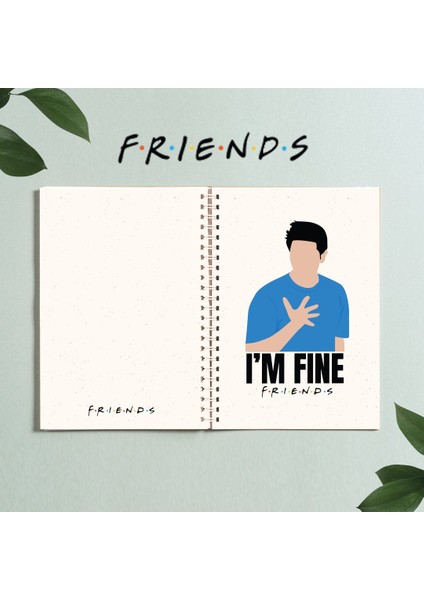 A5 Friends Dizi I'm Fine Defter Tasarım Spiralli Çizgisiz Defter 96 Yaprak PYTKDT0281