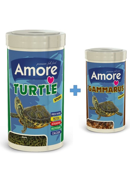 Turtle Sticks 1000ML + Gammarus 250ML Sürüngen ve Kaplumbağa Yemi