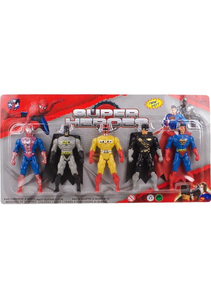 Spiderman Batman Zorro Superman Power Rangers 5'li Oyuncak Seti